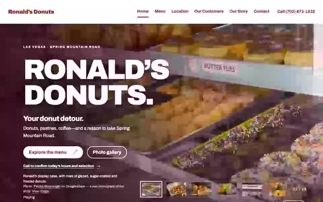 Ronald's Donuts concept website preview poster
